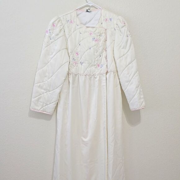 NATORI Saks Fifth Ave Cream/pink Quilted Women's Robe S - Picture 1 of 8